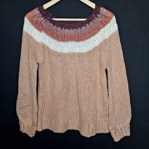 💙 Lola Soft Thick Knit Crewneck Sweater Size M/L Boho Cottage Warm Nordic Winte